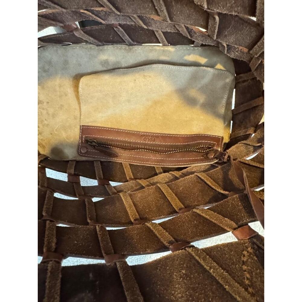 VINTAGE Ralph Lauren BROWN Leather Bag Purse Basketweave Tote Bag Leather (210 - Picture 10 of 13